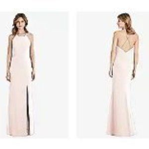 CRISS CROSS OPEN-BACK CHIFFON TRUMPET GOWN IN BLUSH AFTER SIX STYLE 1512 Size 14